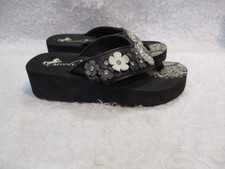 Women's, Montana West, Black Suede, Flip Flop style, Sandals, Shoes, Size, 6