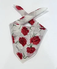 New WOMEN HANDKERCHIEF Sophistry Floral Red White Scarf BANDANA COTTON 17”