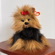 Ty Classic Yappy Yorkie Yorkshire Terrier Dog Puppy Long Hair Hairy Red Bow 1997