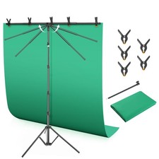 Green Screen Backdrop Kit with T-Shaped Stand, 4.6x6ft Adjustable Chroma Key ...