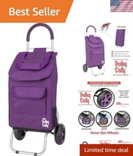 Trolley Dolly Purple Foldable Shopping cart for Groceries with Wheels and Rem...
