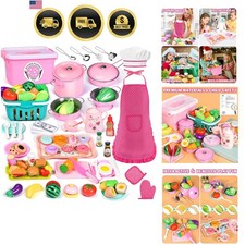 121Pcs Play Kitchen Accessories, Kids Kitchen Playset, Pretend Play Food Tea ...