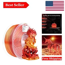 Silk Gradient PLA Filament - Brighter, Shiny Red Gold 3D Printer Filament