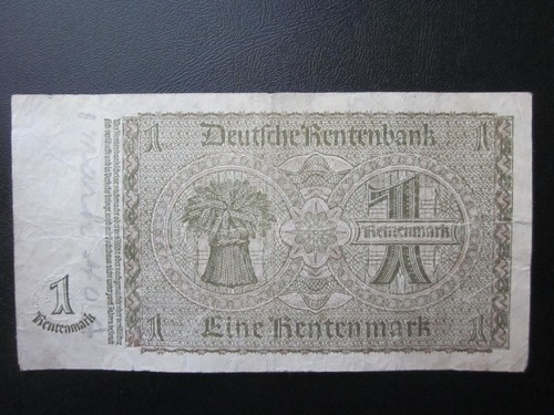 1937 GERMANY 1 RENTENMARK Banknote pre WWII Old German Mark Note - Picture 2 of 2