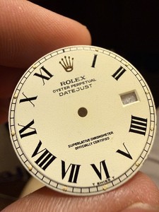 Vintage Tritium Rolex Datejust Gold White Roman Piepan "Buckley" Dial, 1601 1603