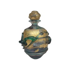 Greenhalgh Glass Scent Perfume Bottle /Stopper 24K Gold British Studio Art Sign