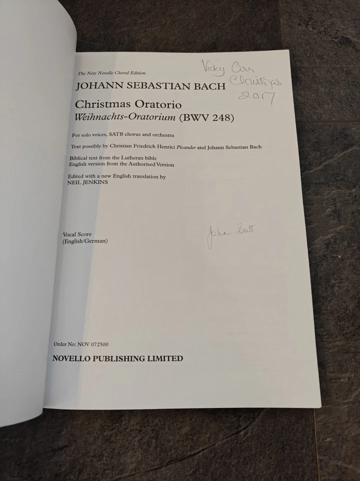 J S Bach Christmas Oratorio The New Novello Choral Edition Vocal Score 1999 - Image 2 of 4