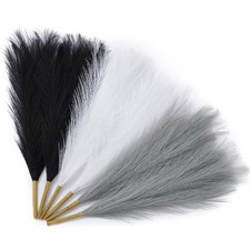 Pampas Grass Decor Black Pampas Decor, 17in 6pcs Faux Pampas Grass Modern Hom...