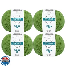 Estako Wool 98 (4- Skeins Pack) 100% Superwash Merino Wool Medium Worsted Wei