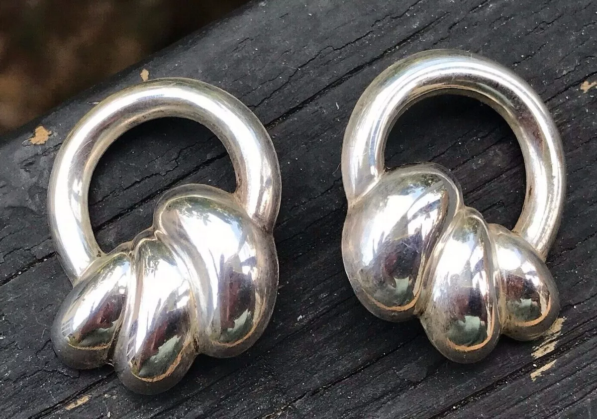 Vintage Silver Clip On Earrings Unmarked eBay