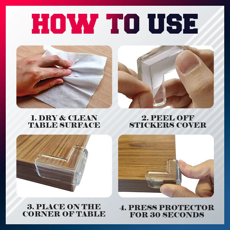 Desk Table Edge Corner Protectors Guards Cushion Baby Child Safety Clear Soft AU - image 4 of 4