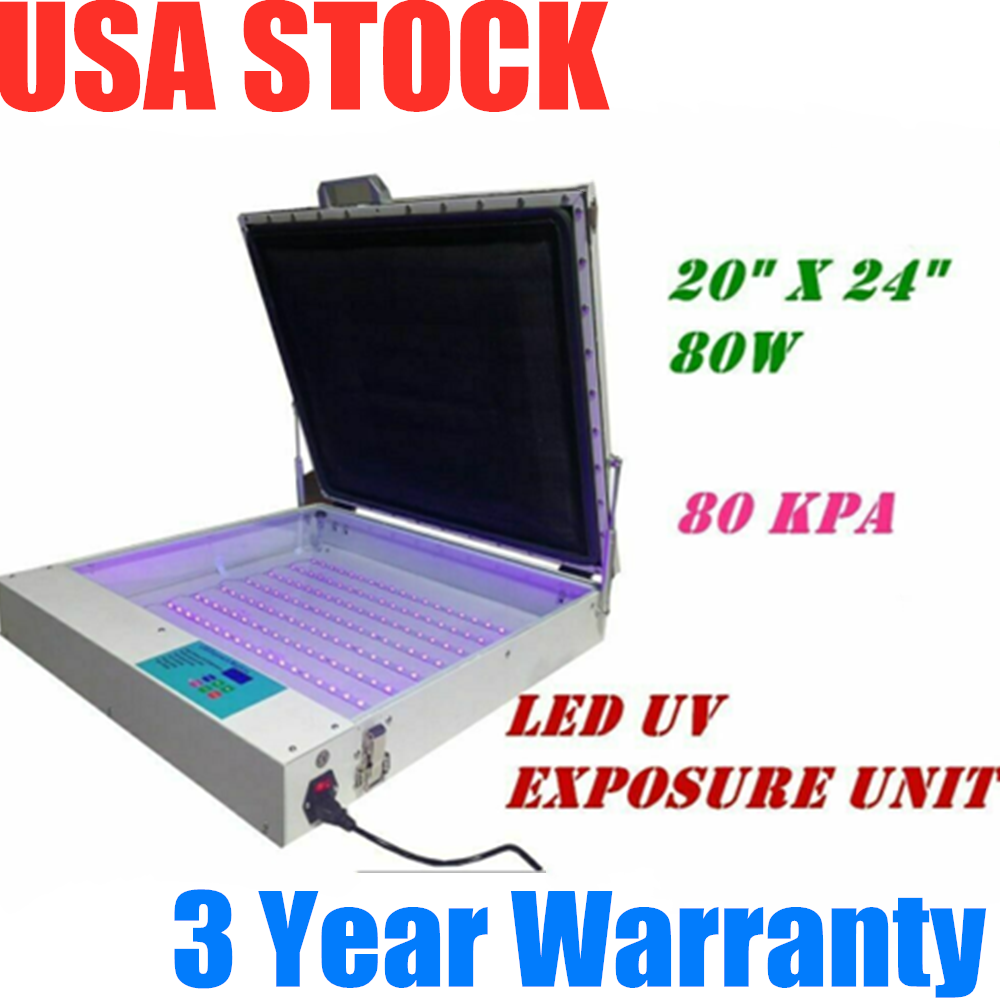US 110V 20" x 24" Vacuum LED UV Exposure Unit 80W Precise Screen