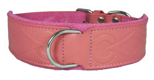 Pink Retro Design Leather Staffy Staffordshire Bull Terrier Dog Collar Bulldog  - Picture 1 of 5