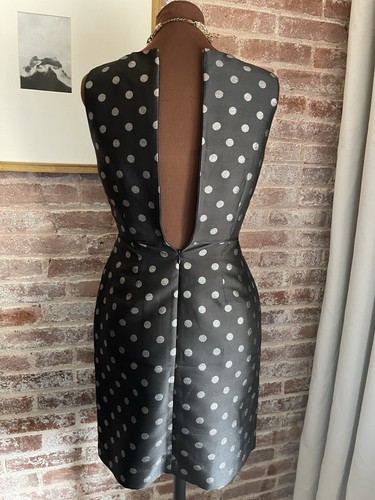 J. Crew Black Metallic Silver Polka Dot Sleeveless Dress Back Zip Size 2 - Picture 3 of 8