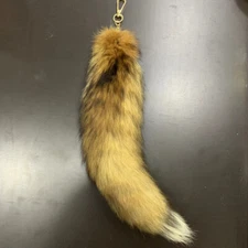 35cm/14" Real Red Fox Fur Tail Keychain Bag Purse Pendant Party Cosplay Toys