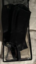 NEW TREDSTEP IRELAND DELUXE LEATHER HALF CHAPS BLACK Calf 12" Height 14" *