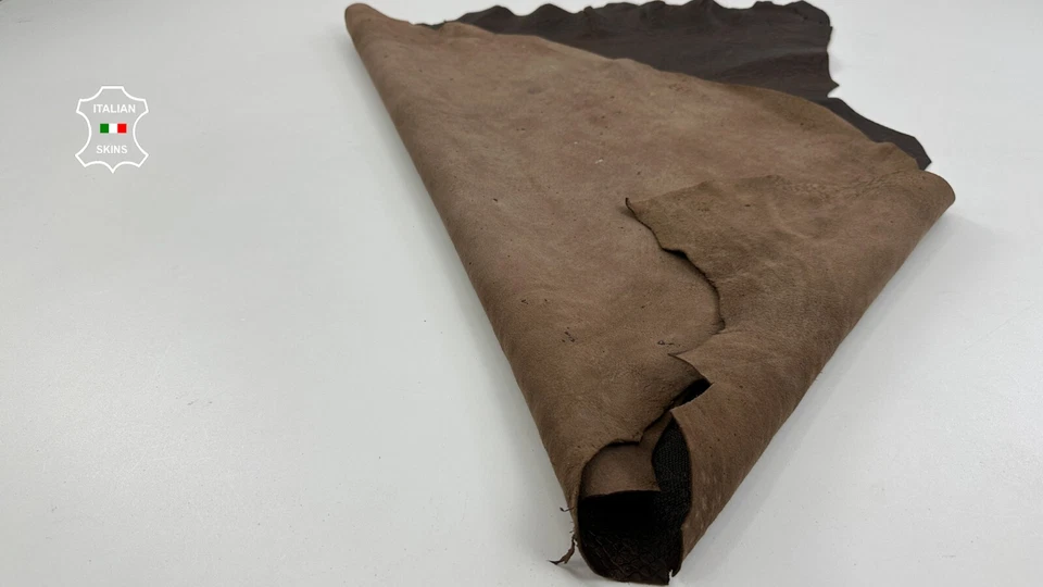 BROWN ANTIQUED RUSTIC SNAKE EMBOSSED ON Lamb Leather 2 skins 14sqf 1.3mm C5101 - Image 3 of 4