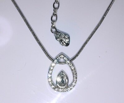 ORIGINAL SWAROVSKI Kette | 2 x Schwan Logo | Anhänger Pavé & Kristall | VINTAGE