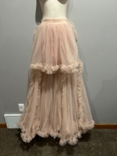 Women's AKIRA Blush Pink Hi-Lo Ruffle Tulle Skirt Size S