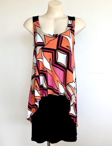 Jersey Girl Retro Print Size 10 Layered Jersey Dress. Made In Australia. - Afbeelding 1 van 9