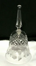 Crystal Bell with Diamond Cut Pattern & Etched Flowers, Stems, Leaves, 8" Tall