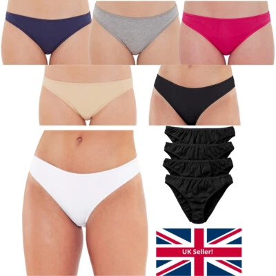 Just Essentials Women's Ladies Hi-Leg Briefs Multipack of 4 Cotton Plain Colours