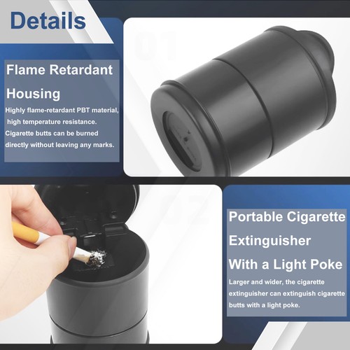 Auto Car Ashtray Ash Holder Detachable Cigarette Cup With LED Light Lid Portable - Picture 4 of 11