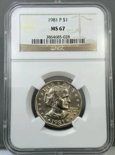 1981-P $1 Susan B Anthony Dollar NGC MS67 ~ GEM SBA ~ TOP POP! NICE COIN