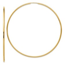 14k Yellow Gold Endless Hoop Earrings 2.42g, L-74mm, W-74mm for Mom