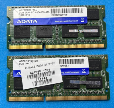  ADATA 4GB (2X2GB) 2Rx8 PC3-10600S COMPUTER RAM MEMORY AD73I1B1674EU