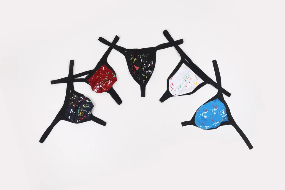 Sexy bragas de bikini de algodón para hombre estampadas cintura baja tanga sexy T espalda ropa interior Foto 4 de 4