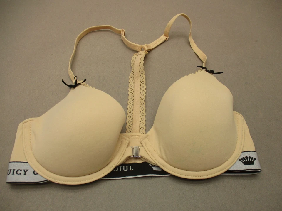 Sujetador 34B Juicy Couture para mujer beige forrado con aros cierre frontal espalda deportiva 8R Foto 2 de 4