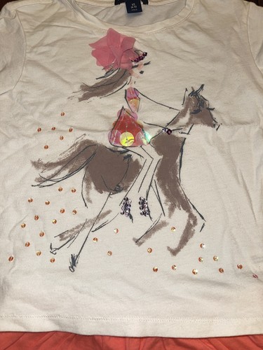 Gap Girl Riding Horse Sequin Top & Coral Skort Set Size 4 4T EUC So cute! - Picture 3 of 7