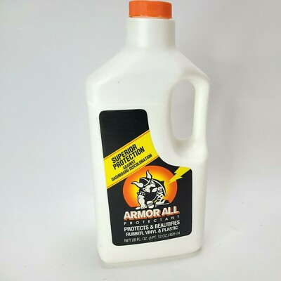 Armor All Protectant Vtg 1995 Plastic Bottle Sealed Old Retro Logo 28oz Detailin