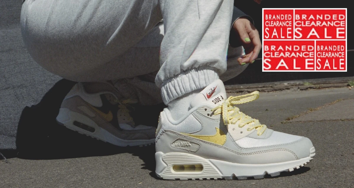 BNIB New Men Nike Air Max 90 Premium Side A White Lemon size 7.5