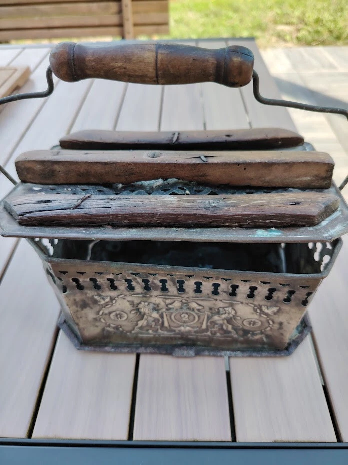 Ancienne chaufferette en bois et cuivre - Photo 2/4