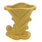 Vintage 4.75"T Shawnee Small Yellow Cornucopia Horn of Plenty Vase USA 835