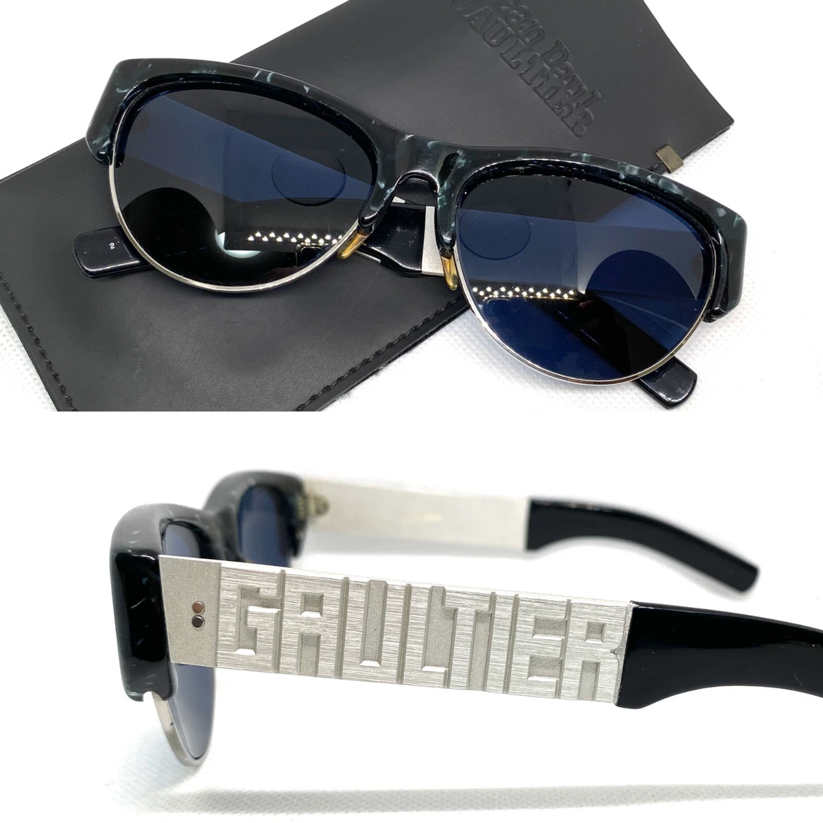 RARE!!! Jean Paul Gaultier 56-8205 Vintage Sunglasses Black Silver