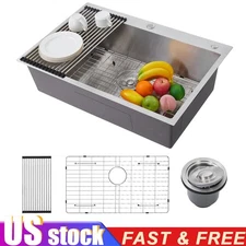 33x22/25x22in Drop in Kitchen Sink Top Mount Single Bowl Basin Stainless Steel