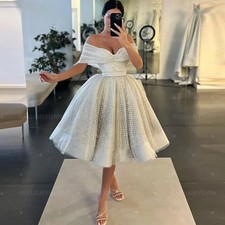 Glitter Off The Shoulder BallGown Prom Dress Sleeveless EveningParty Dress Short