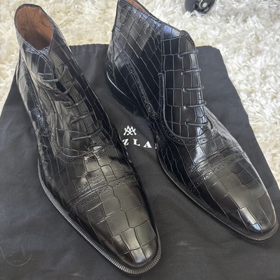 Mezlan Black Crocodile Embossed Leather Dress Boots Men's Size 12