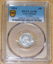 1834 Great Britain Silver 6 Pence PCGS AU 50 S-3836 William IV KM-712 Coin!