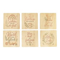 6Er Set Untersetzer Holz Lieblingsmensch - Regenbogen Mit Spruch: