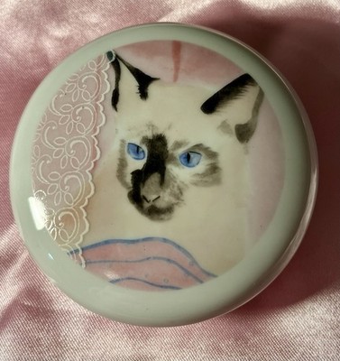 Trinket Box Cat 1985 Minou-Ettes Made in Portugal Feline Animal vintage 