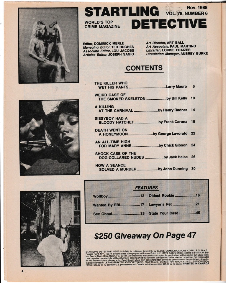 Startling Detective, November 1988 - US True Crime Magazine - Image 2 of 2