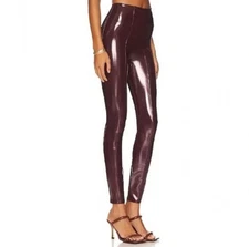 SPANX Faux Patent Leather Liquid Glossy Leggings Ruby Red High Rise Size XS