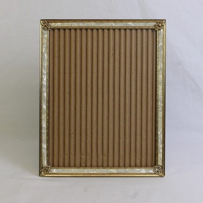Vintage Gold-Toned Filigree Picture Frame w/ Faux Mother of Pearl Inlay 7''x9''