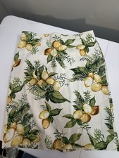 NWT Talbots Lemon Blossom Stretch Cotton Skirt Fruit Floral Citrus Canvas (500)