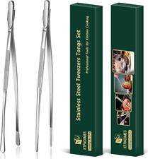 2 Pcs 12" Stainless Steel Kitchen Tweezers   Cooking, Grilling  Serving