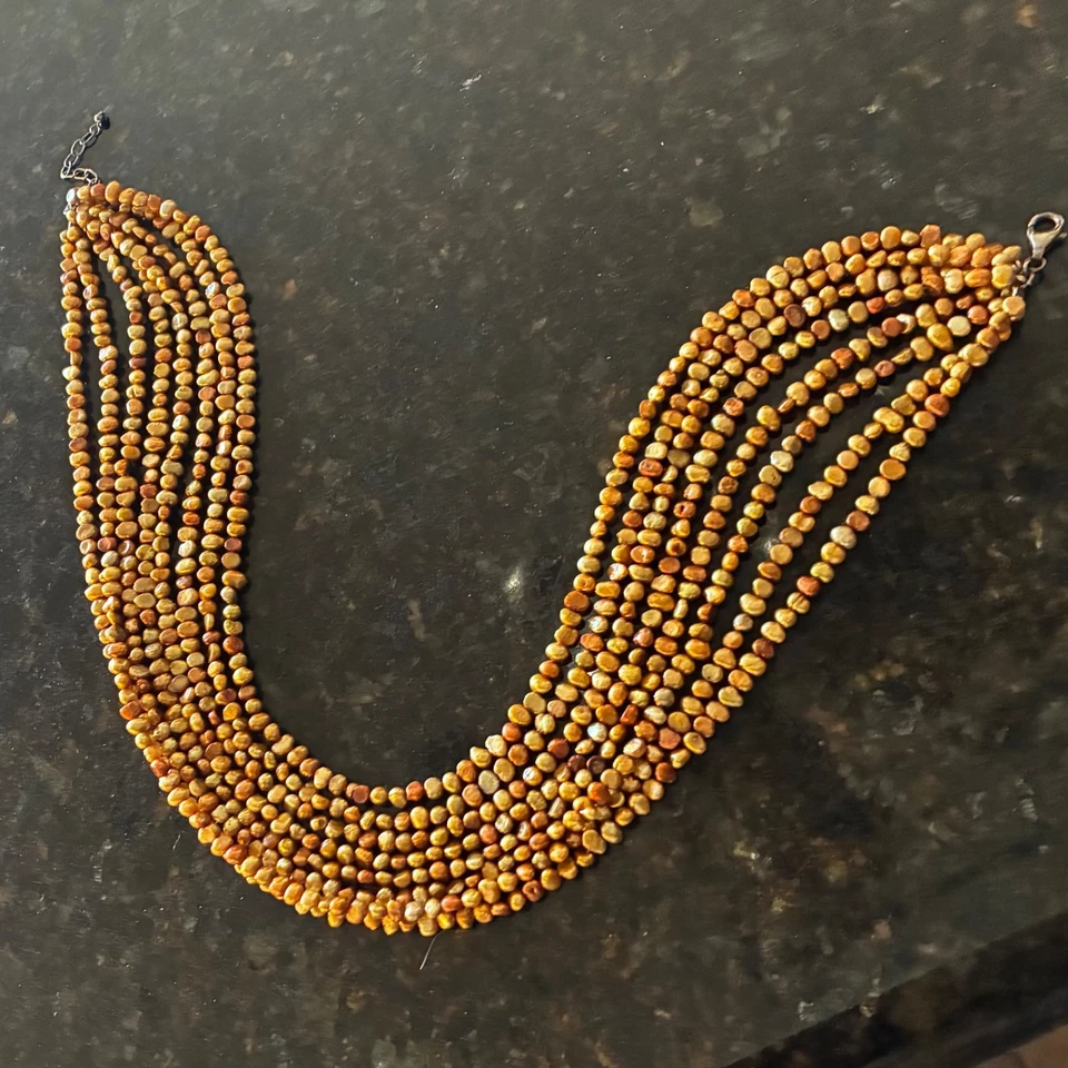 Collar Silpada Multistrand 8 Hilos Semilla Perla, Oro Cobre Bronce Foto 2 de 4